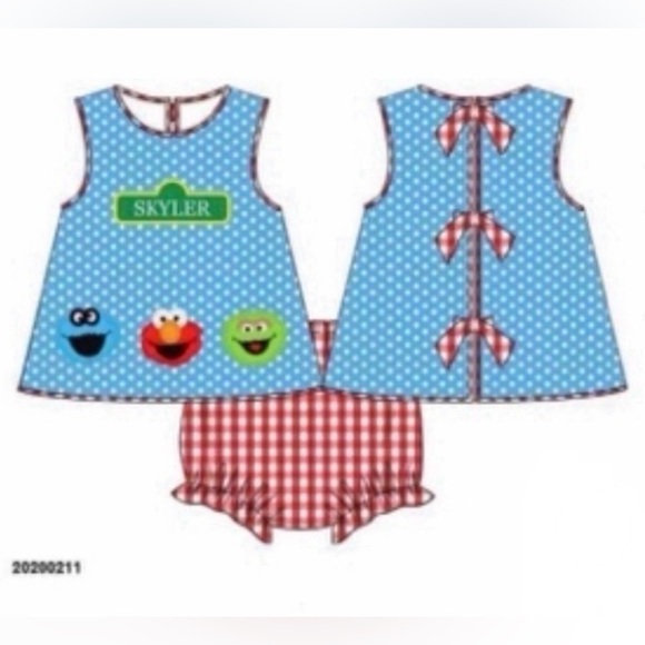 Southern Bay Smocking Company Sesame Friends Diaper Set - Picture 1 of 5